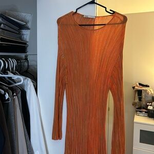 Zara Vibrant Orange Long Sleeve Dress
